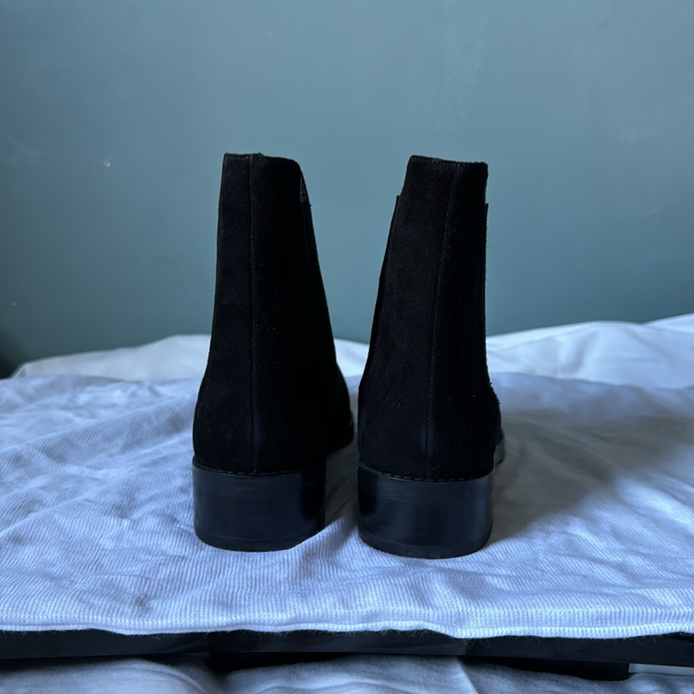 Stuart Weitzman Basilico Black Suede Flat Ankle Booties Size 6 - Picture 7 of 11